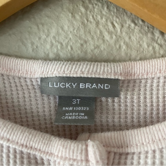 Lucky Brand Thermal Shirt Top Toddler Girls 3T Pink Long Sleeve Henley Warm Cozy - Picture 2 of 10